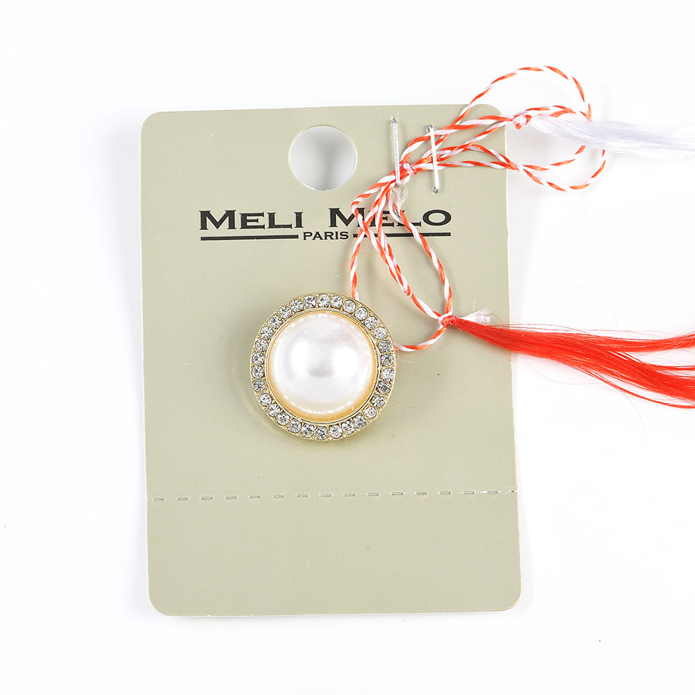 Brosa martisor rotunda cu perla alba - 3 | YEO