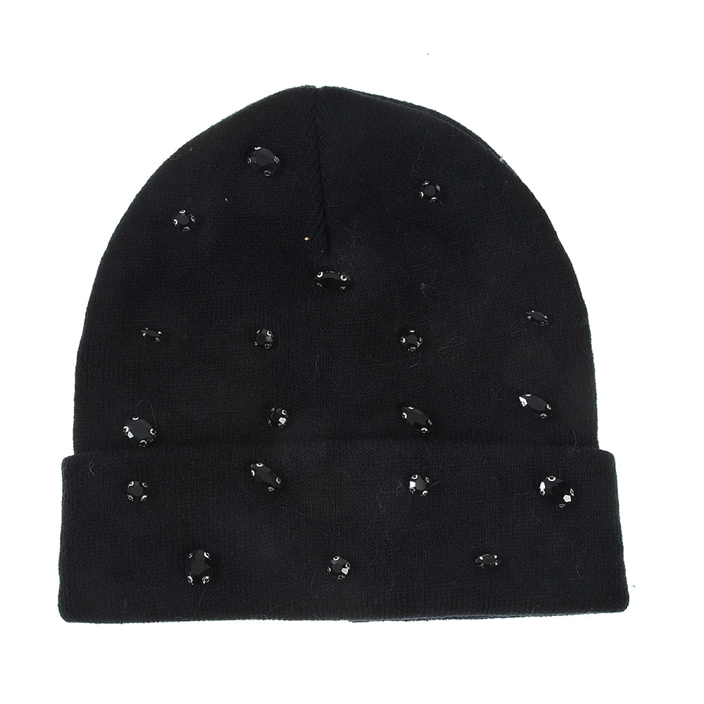 Caciula beanie cu pietre negre