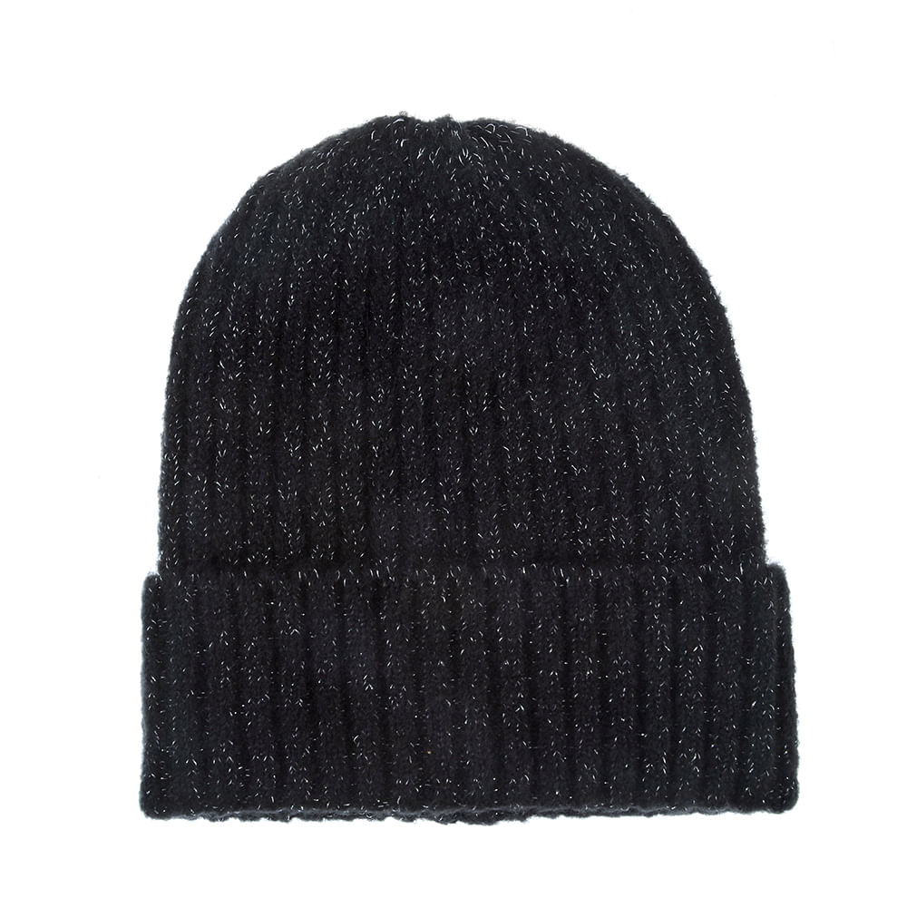 Caciula beanie neagra cu insertii argintii