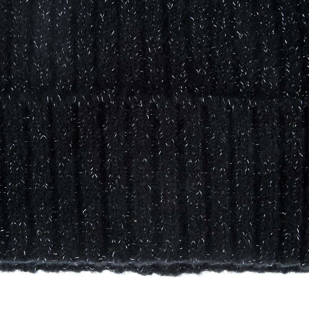 Caciula beanie neagra cu insertii argintii - 1 | YEO