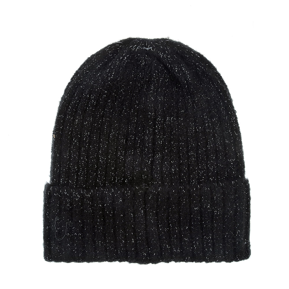 Caciula beanie neagra cu insertii argintii - 2 | YEO