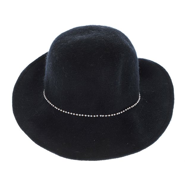 Palarie neagra cu margele albe