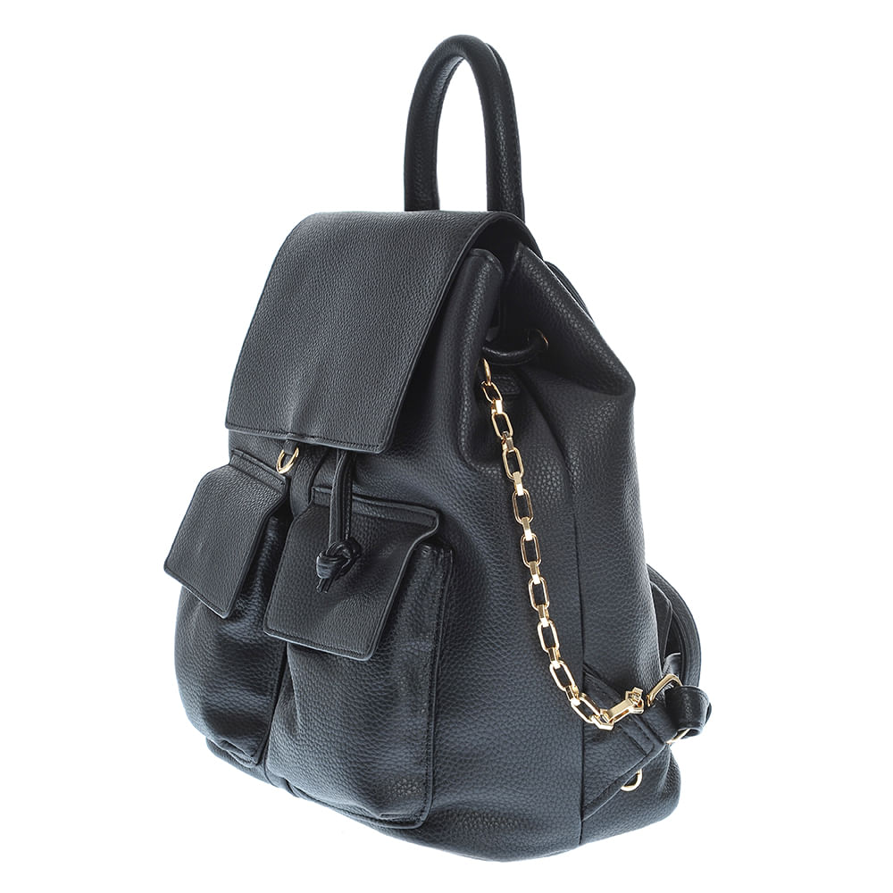 Rucsac negru din piele ecologica cu buzunare frontale - 3 | YEO