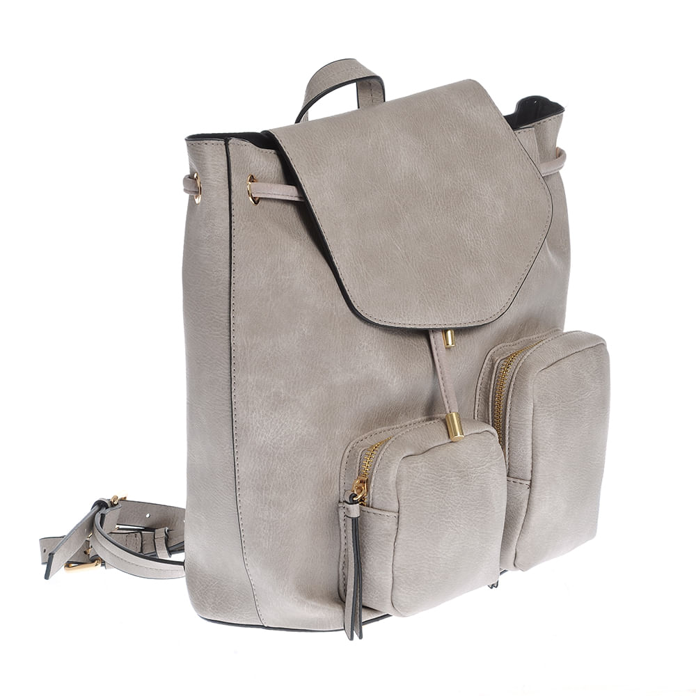 Rucsac gri din piele ecologica cu buzunare multiple - 1 | YEO