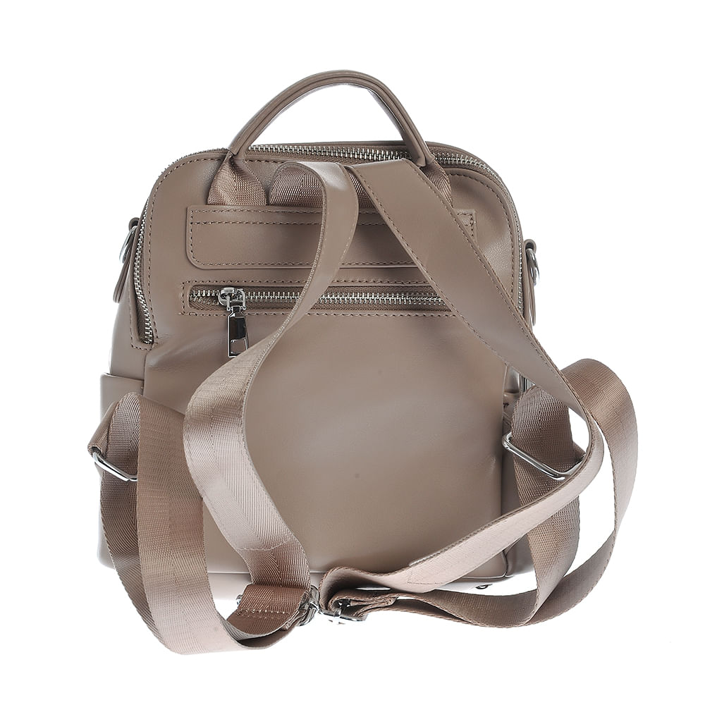 Rucsac bej cu nituri metalice si buzunar frontal - 2 | YEO
