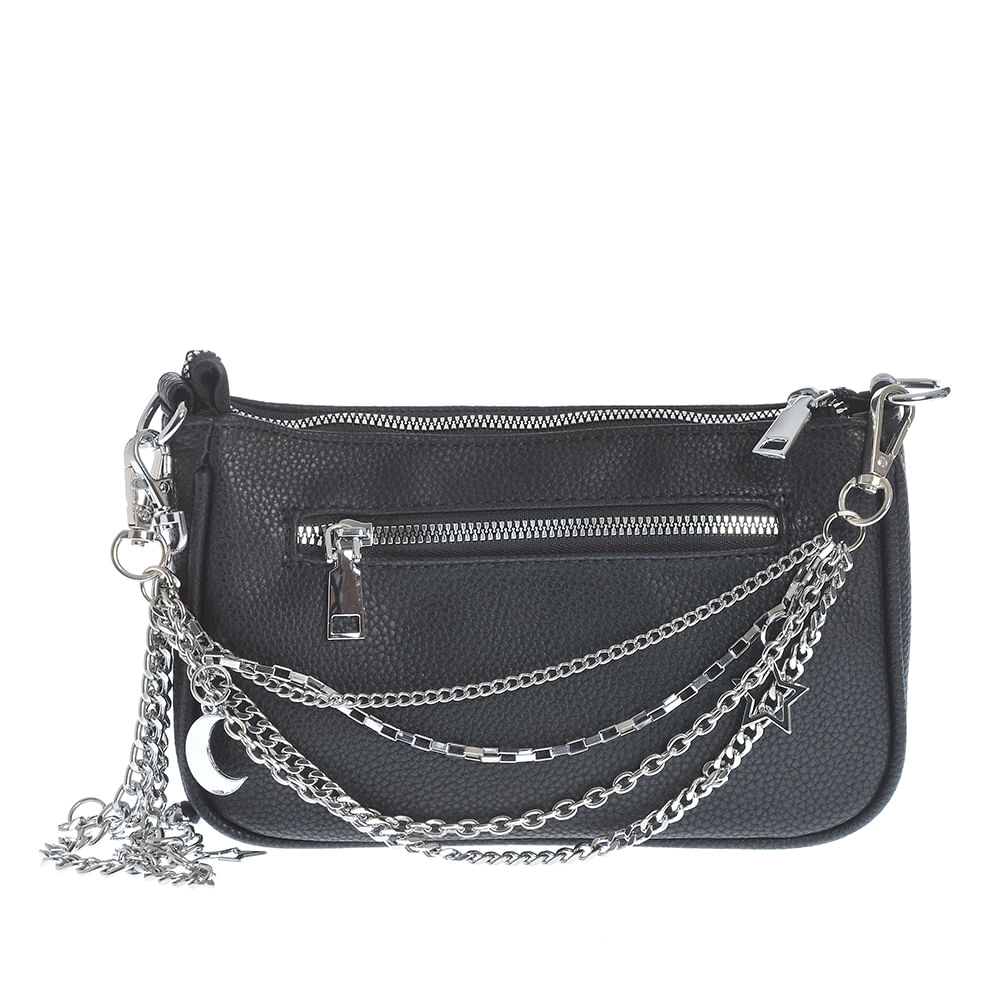 Geanta crossbody neagra cu bareta metalica - 2 | YEO