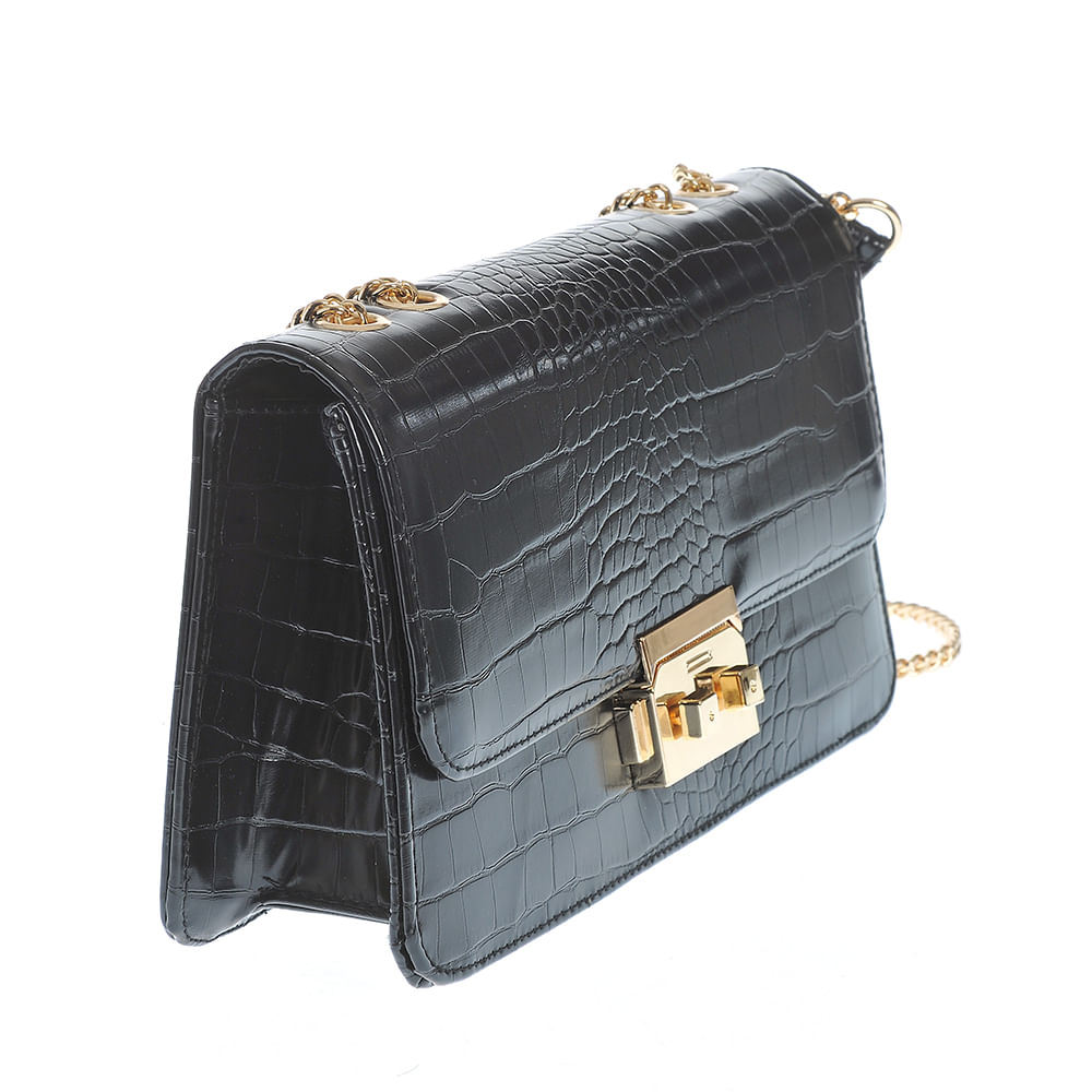 Geanta crossbody neagra cu model animal print - 1 | YEO