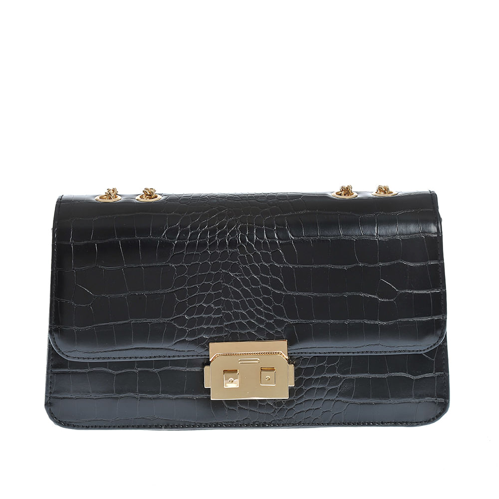 Geanta crossbody neagra cu model animal print - 2 | YEO