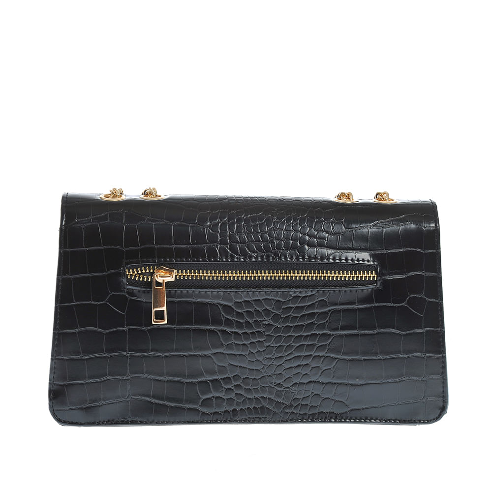 Geanta crossbody neagra cu model animal print - 3 | YEO