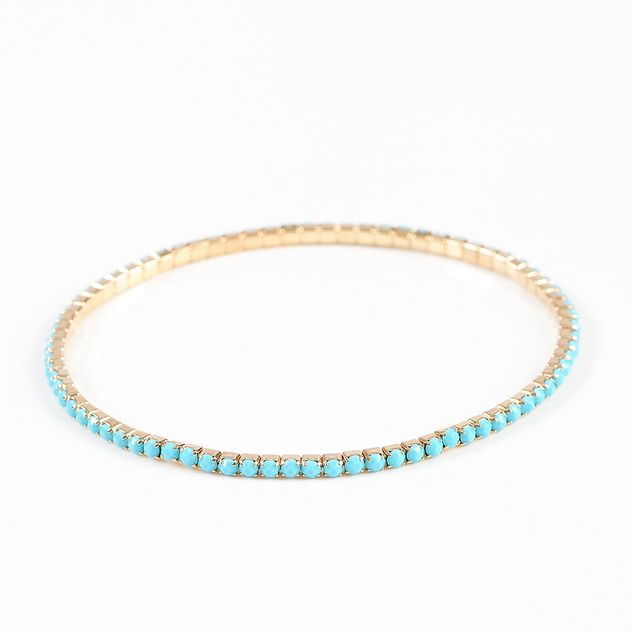 Bratara aurie elastica cu pietre bleu