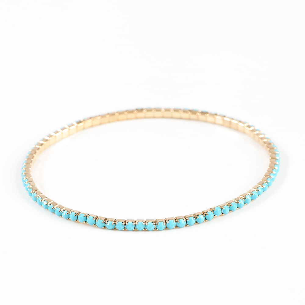Bratara aurie elastica cu pietre bleu