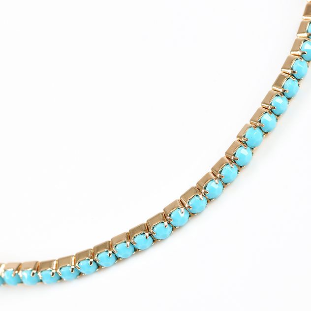 Bratara aurie elastica cu pietre bleu