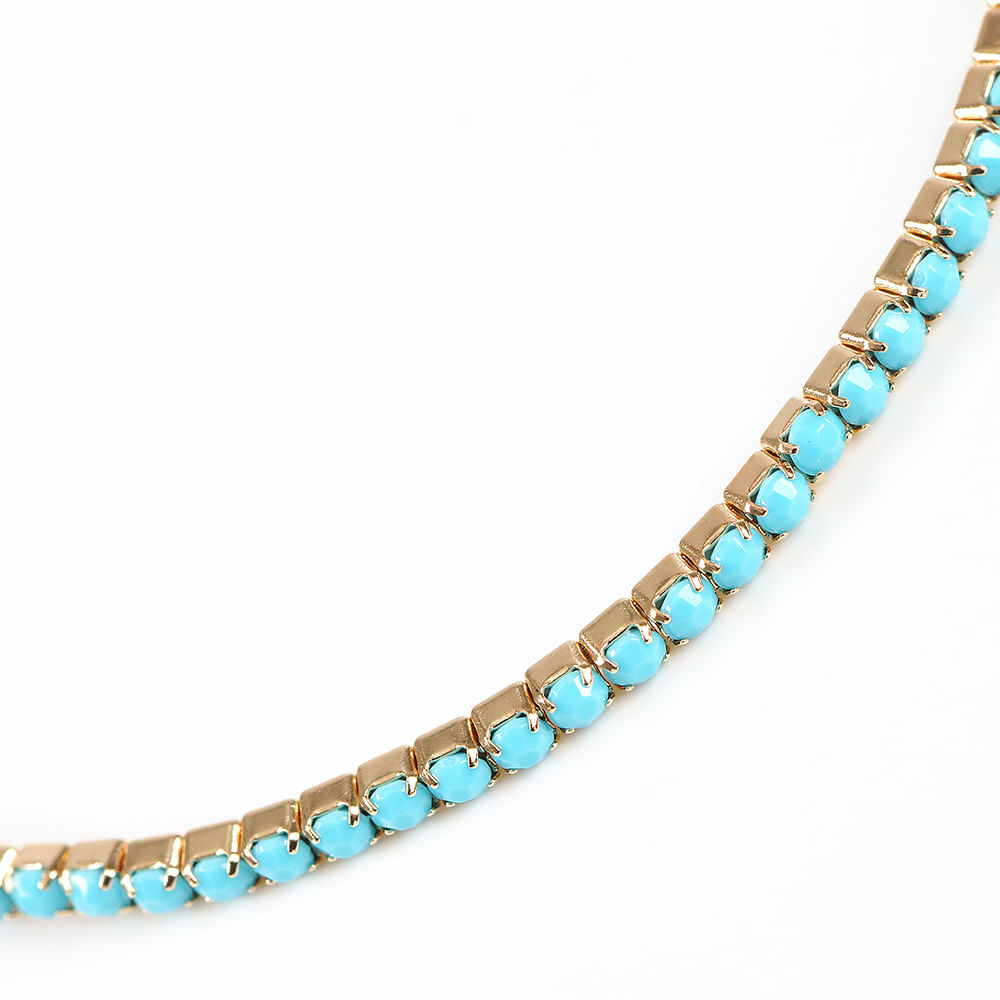 Bratara aurie elastica cu pietre bleu - 1 | YEO