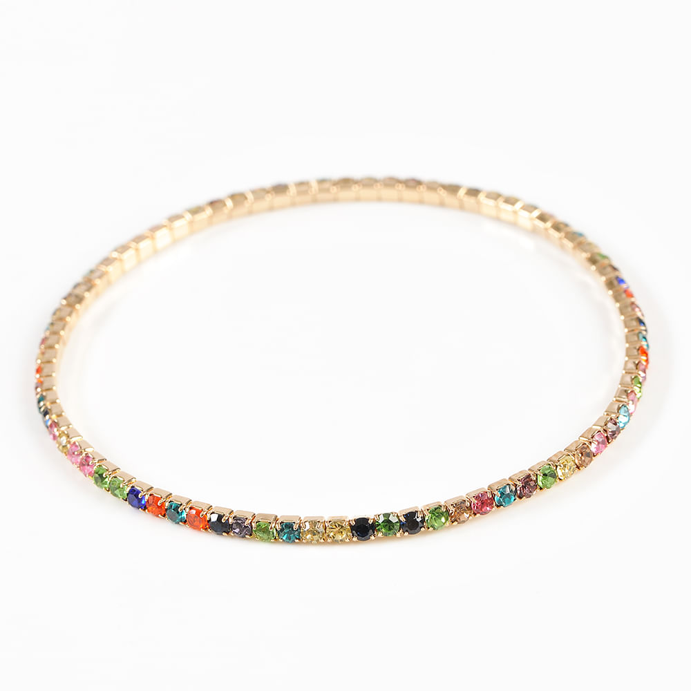 Bratara aurie elastica cu pietre multicolore - 3 | YEO