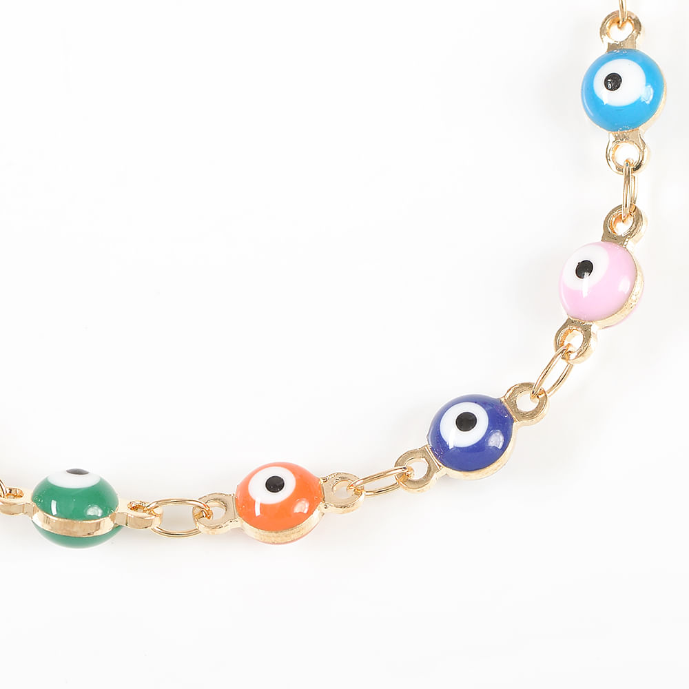 Bratara aurie cu pandantive ochi norocos - 1 | YEO