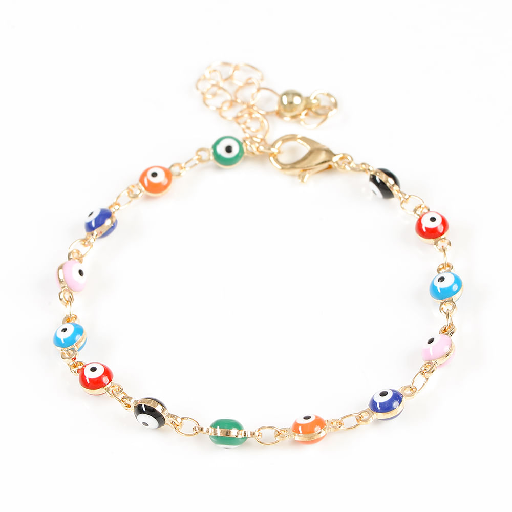 Bratara aurie cu pandantive ochi norocos - 2 | YEO