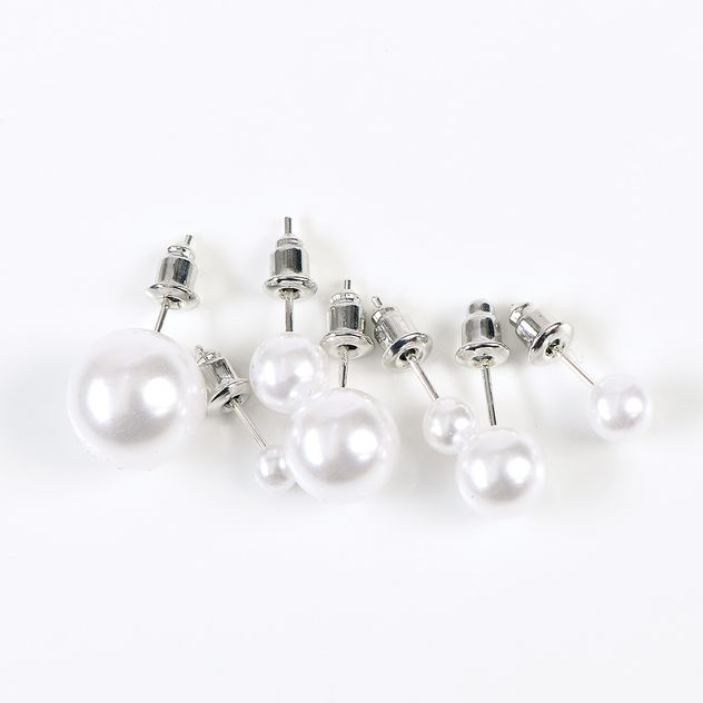 Set 7 cercei perle acrilice albe