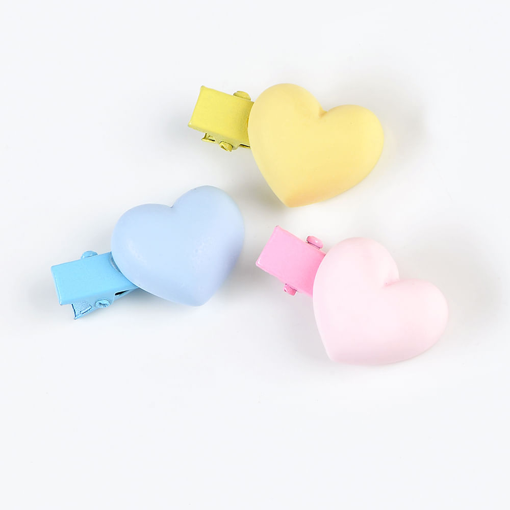 Set 3 agrafe multicolore cu inima