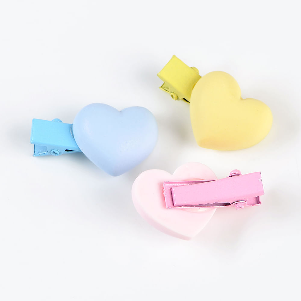 Set 3 agrafe multicolore cu inima - 1 | YEO