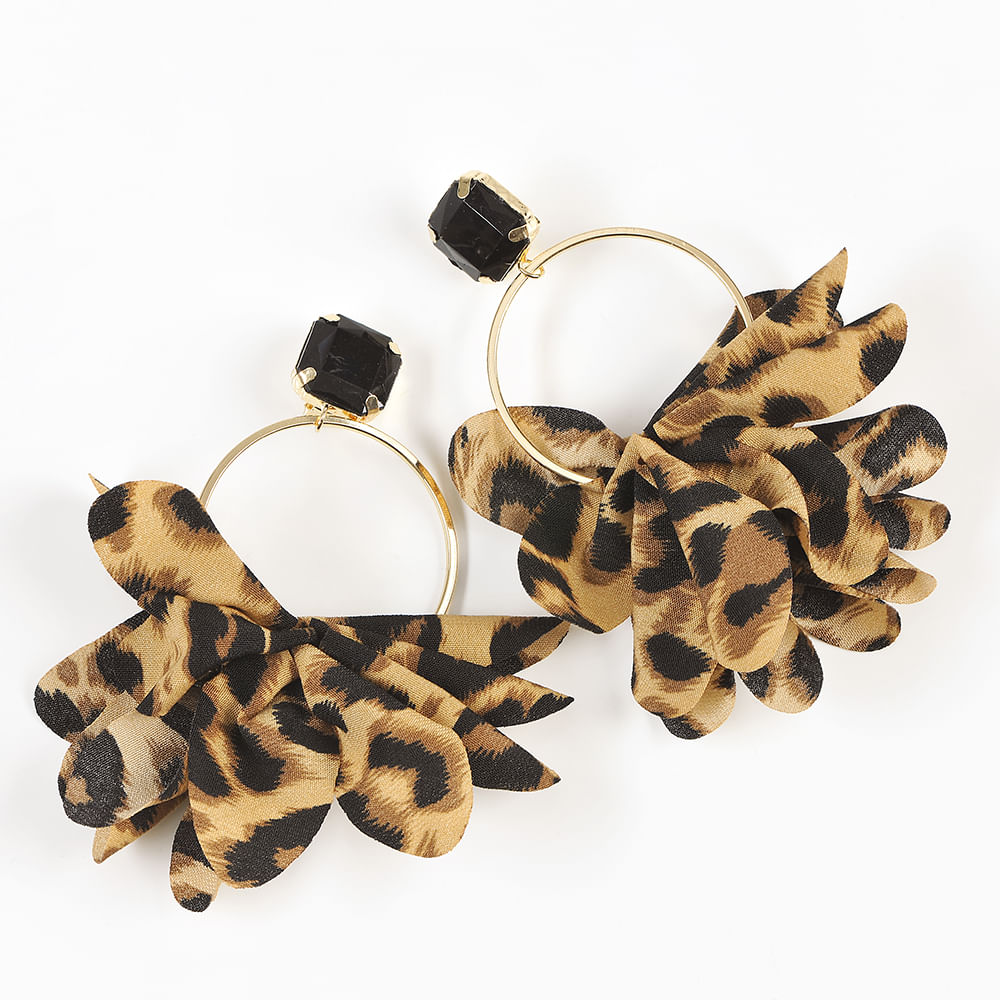 Cercei hoop cu fundite animal print - 3 | YEO