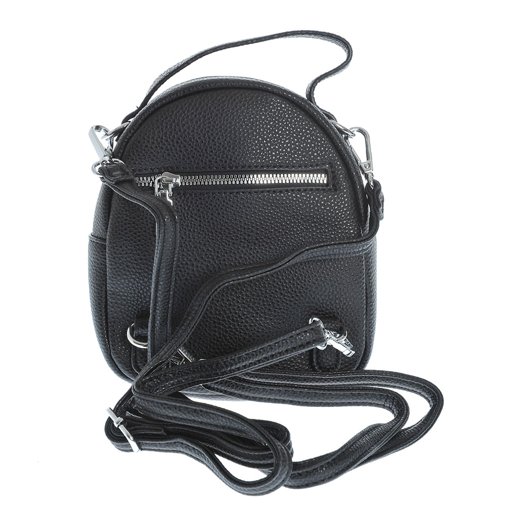 Rucsac mini negru cu buzunar frontal - 2 | YEO