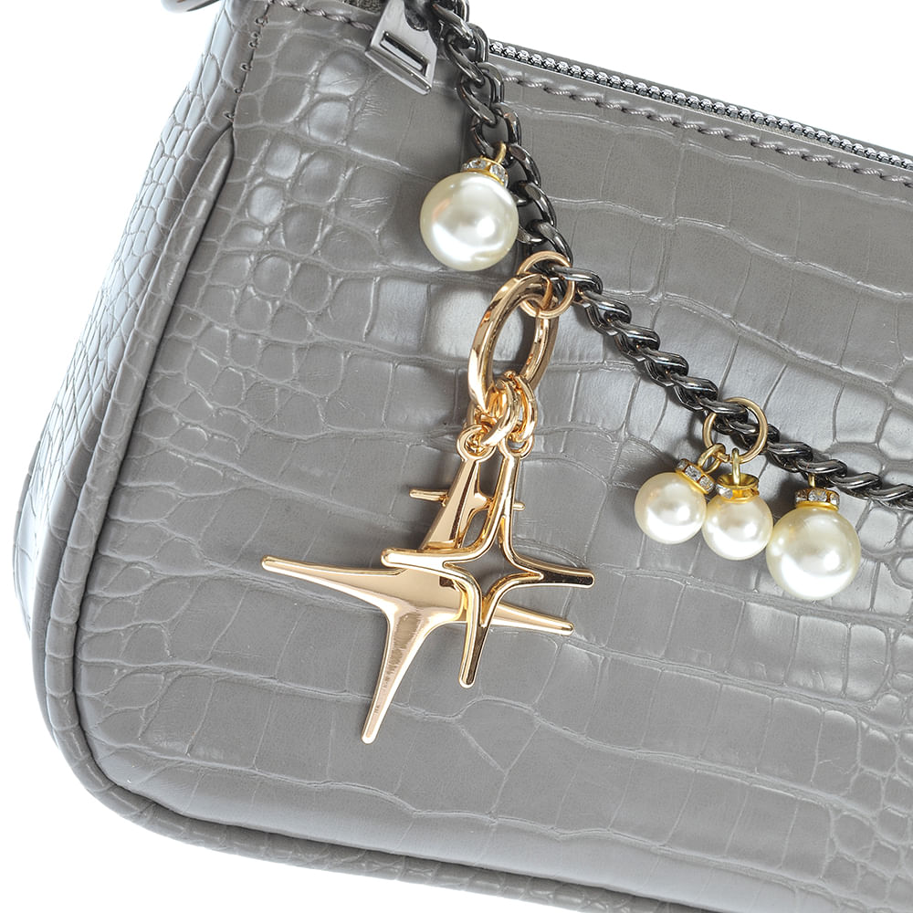 Geanta crossbody gri cu bareta din lant - 1 | YEO