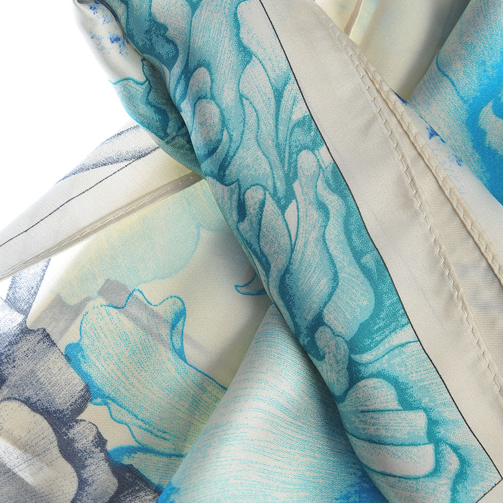 Esarfa cu floare bleu - 1 | YEO