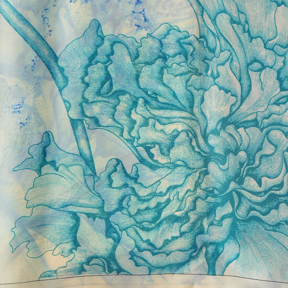 Esarfa cu floare bleu - 2 | YEO