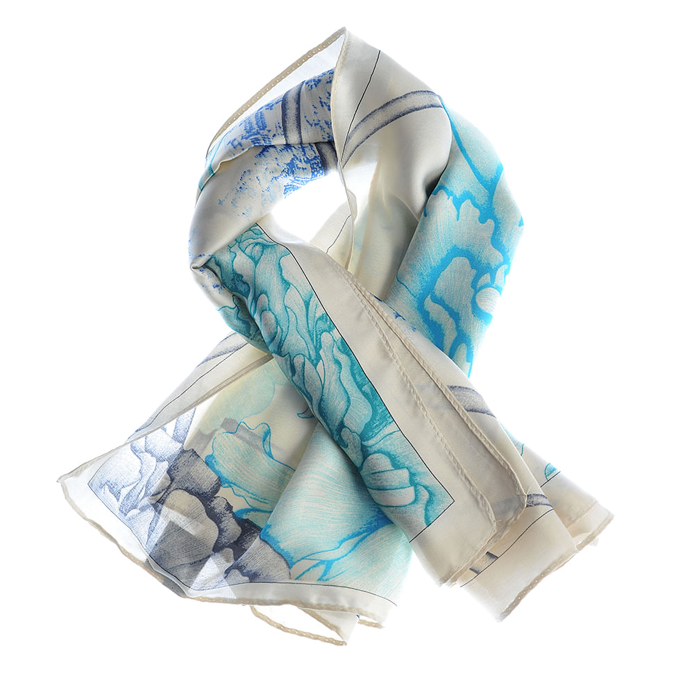 Esarfa cu floare bleu - 3 | YEO