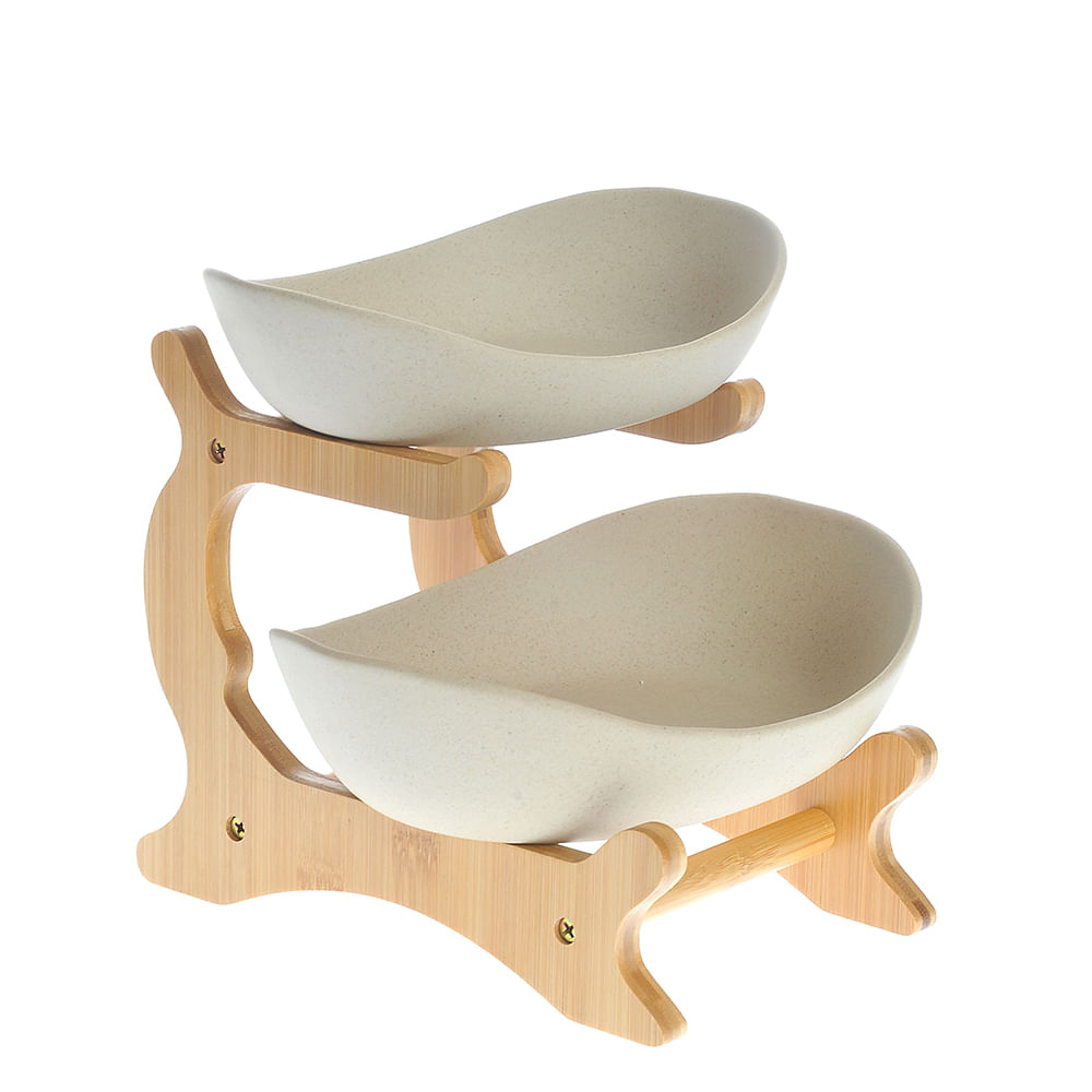 Set 2 platouri cu suport din bambus