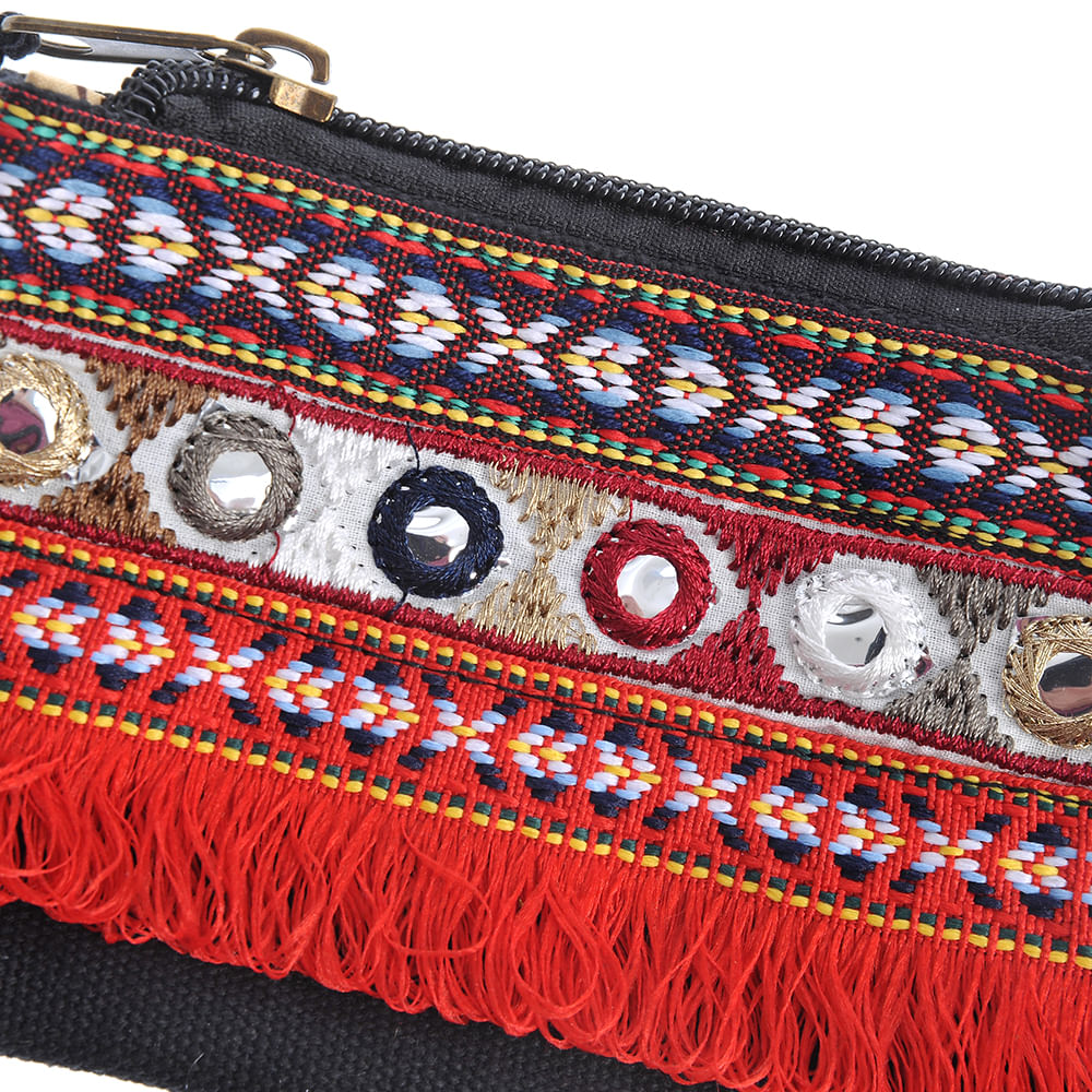 Portofel negru cu print traditional - 1 | YEO