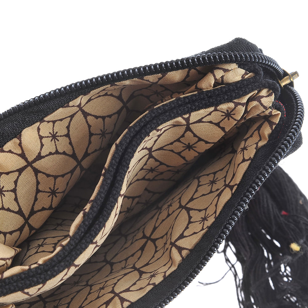 Portofel negru cu print traditional - 3 | YEO