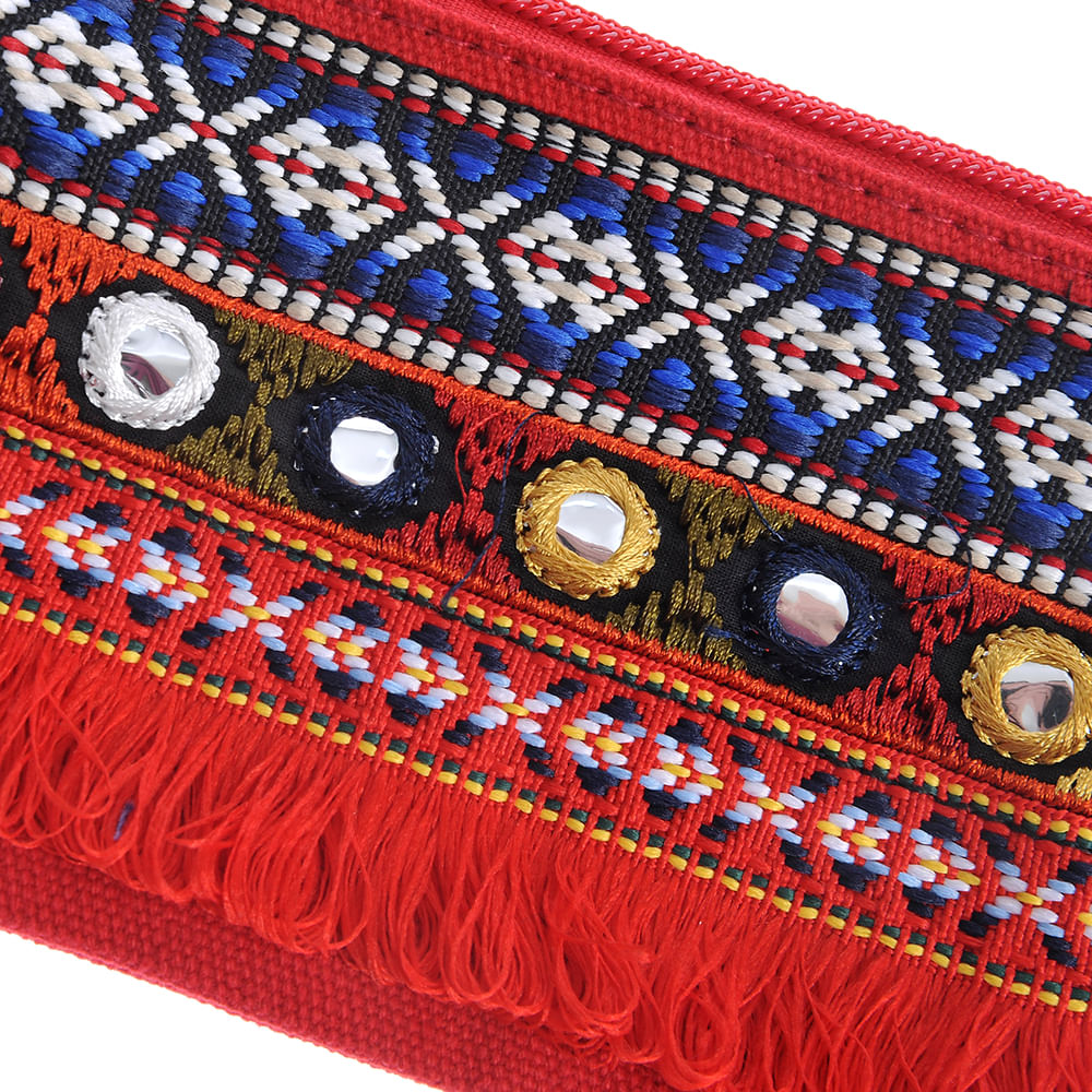 Portofel rosu cu print traditional - 1 | YEO