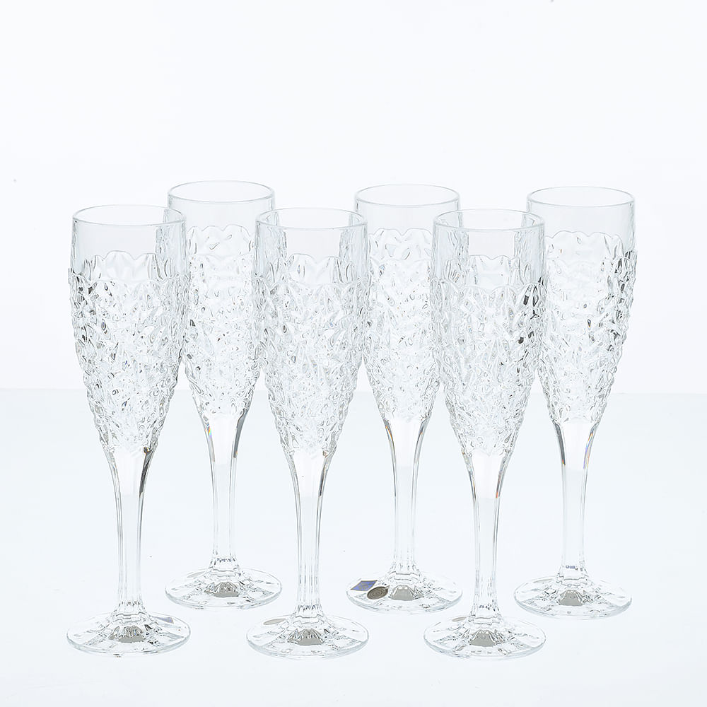 Set 6 pahare pentru sampanie din cristal