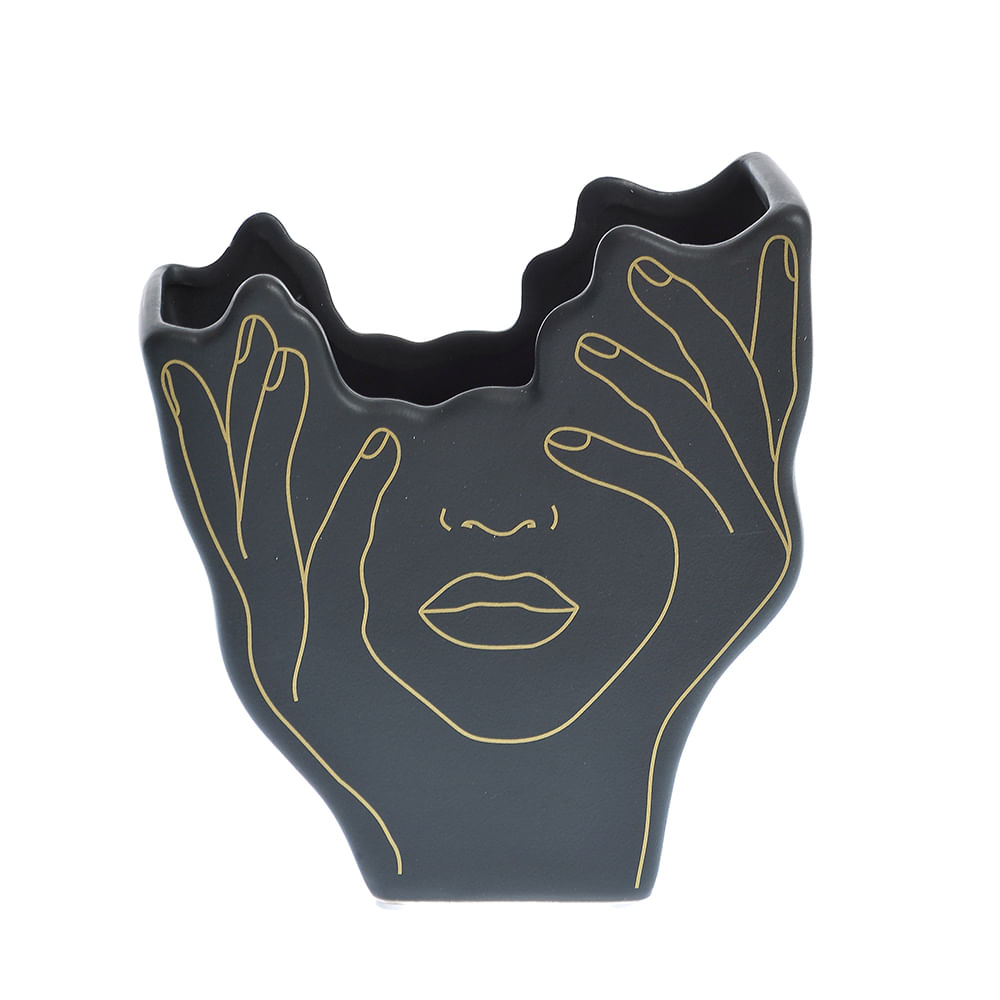Vaza neagra din ceramica 16 cm - 2 | YEO