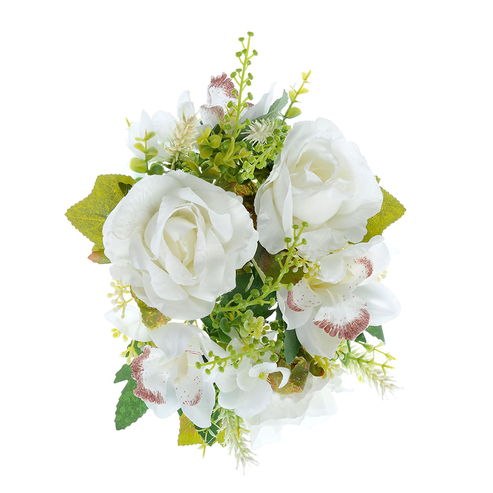 Buchet trandafiri albi 25 cm