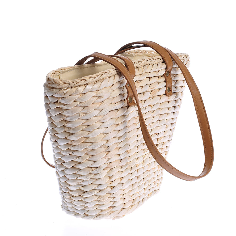 Geanta bej din paie naturale - 1 | YEO