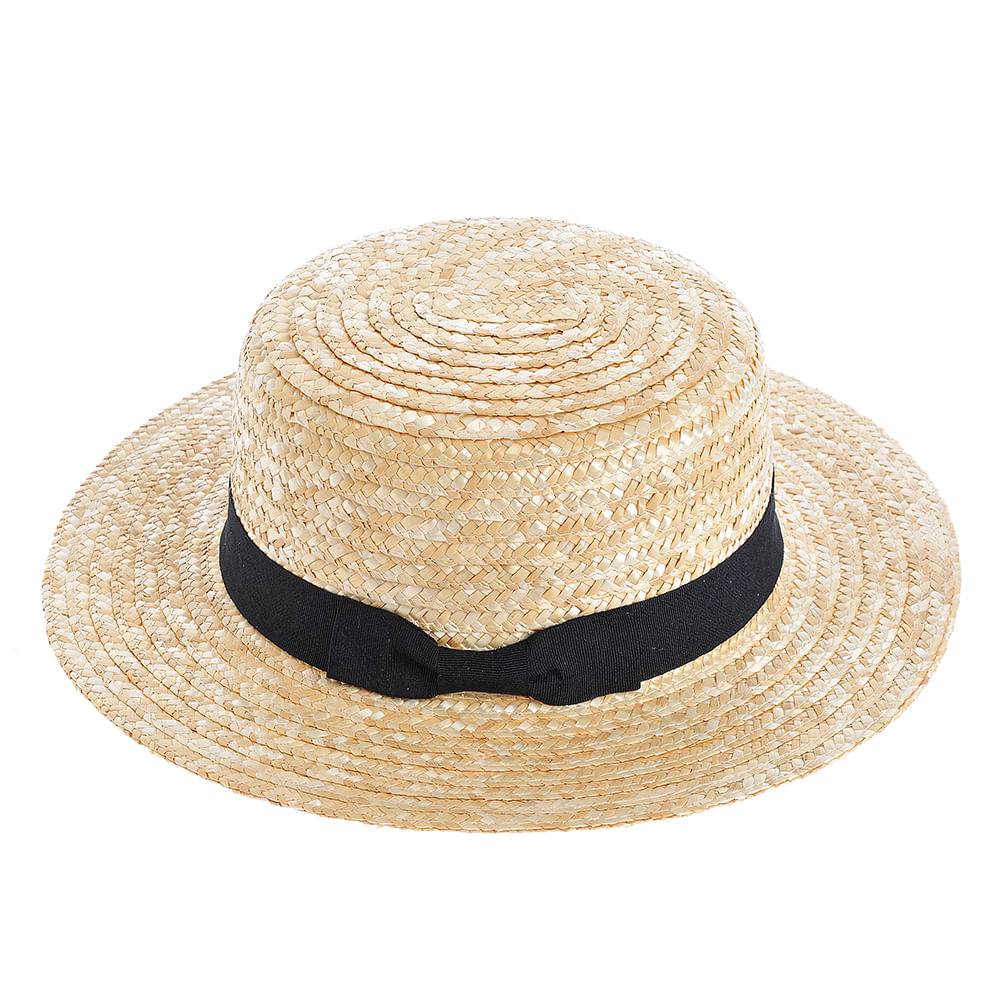 Palarie bej cu panglica neagra