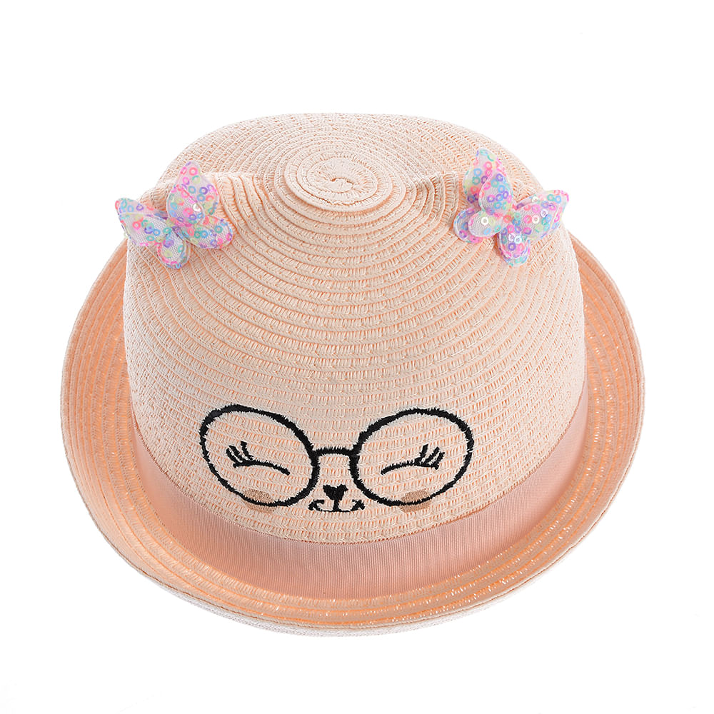 Palarie roz cu fluturi - 1 | YEO
