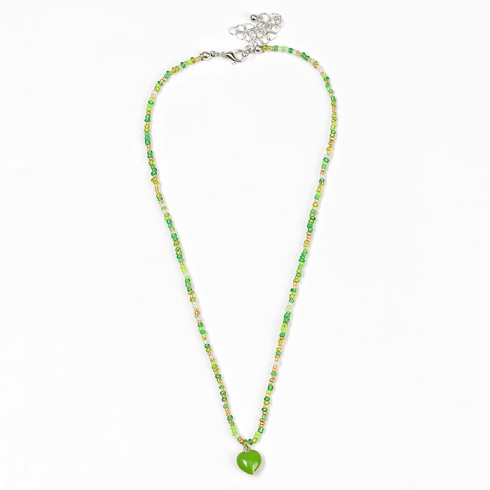 Colier verde cu inima - 1 | YEO