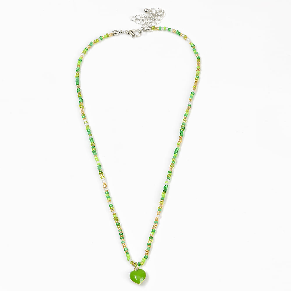 Colier verde cu inima - 3 | YEO