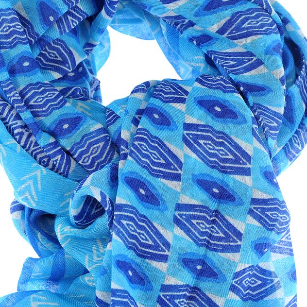 Esarfa albastra cu print abstract