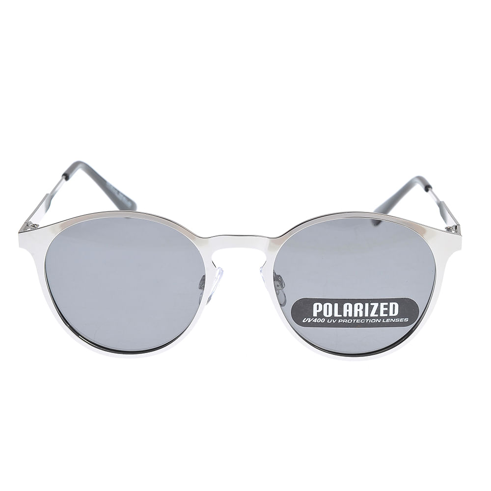Ochelari de soare argintii cu lentile rotunde si protectie UV 400