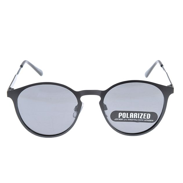 Ochelari de soare negri cu rama rotunda si protectie UV400