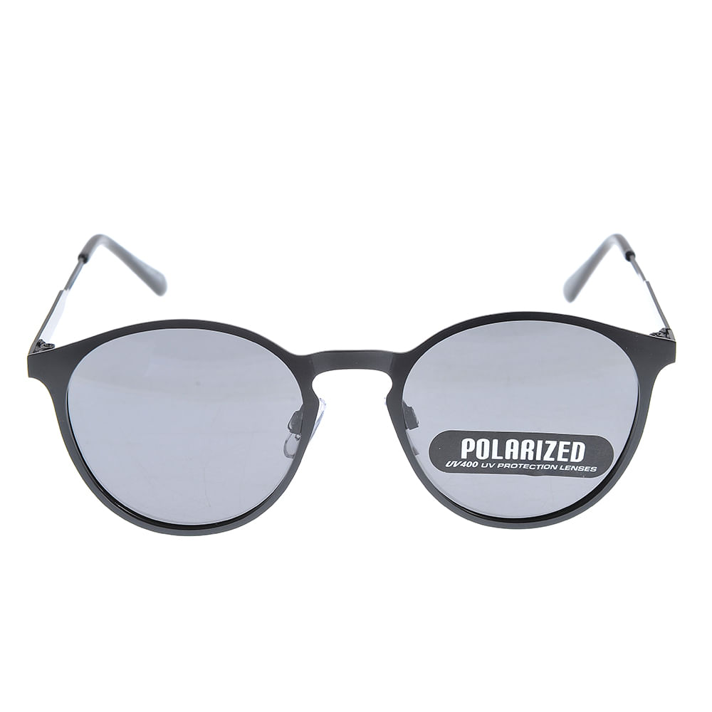 Ochelari de soare negri cu rama rotunda si protectie UV400