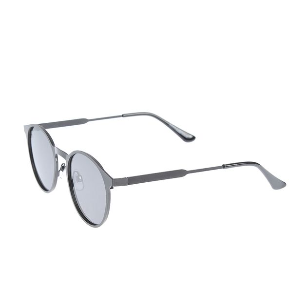 Ochelari de soare negri cu rama rotunda si protectie UV400