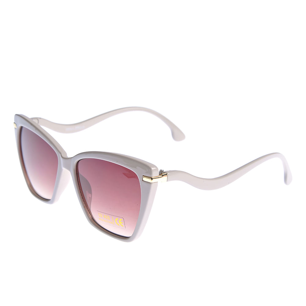 Ochelari de soare bej cu lentile roz - 1 | YEO