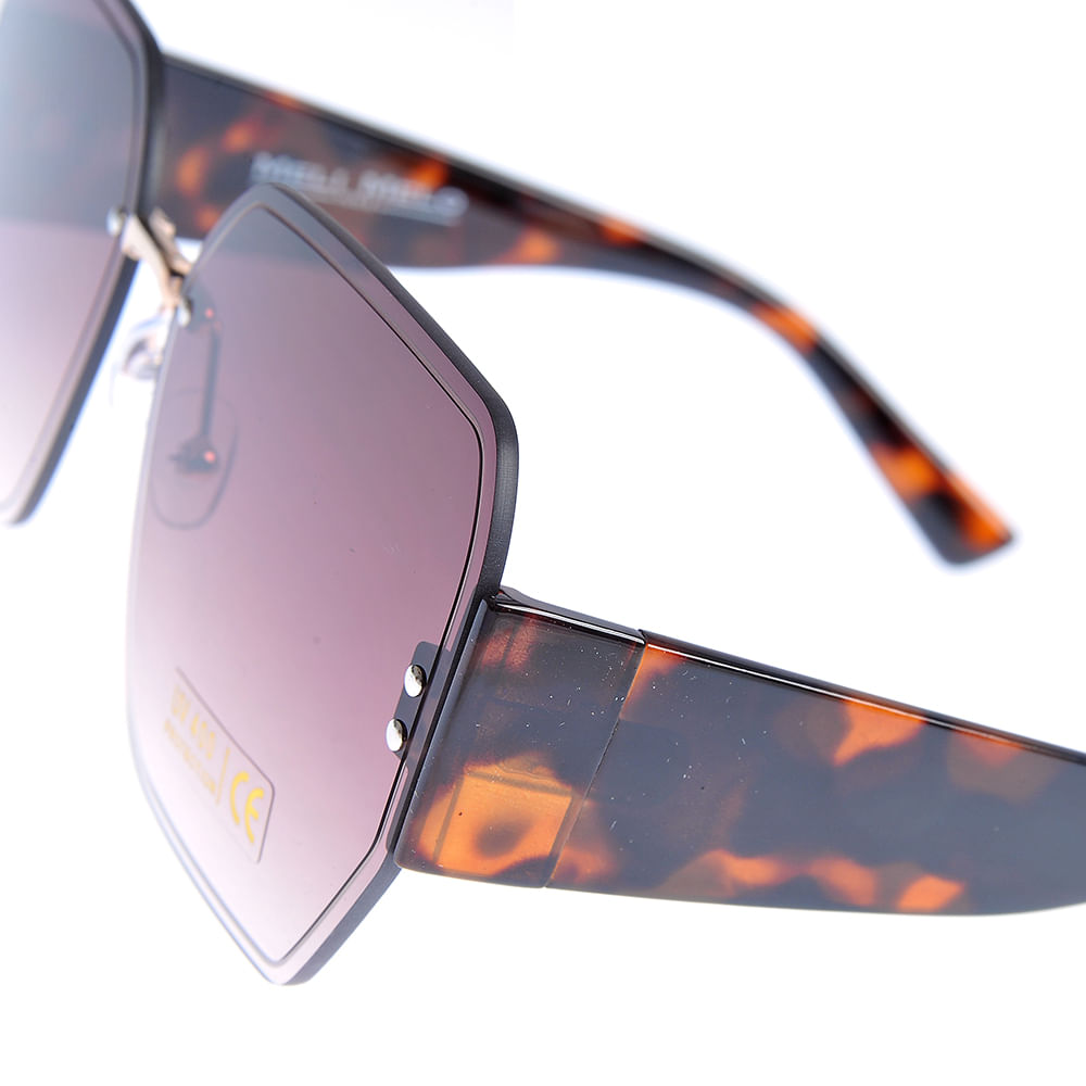 Ochelari de soare maro cu rama animal print - 2 | YEO