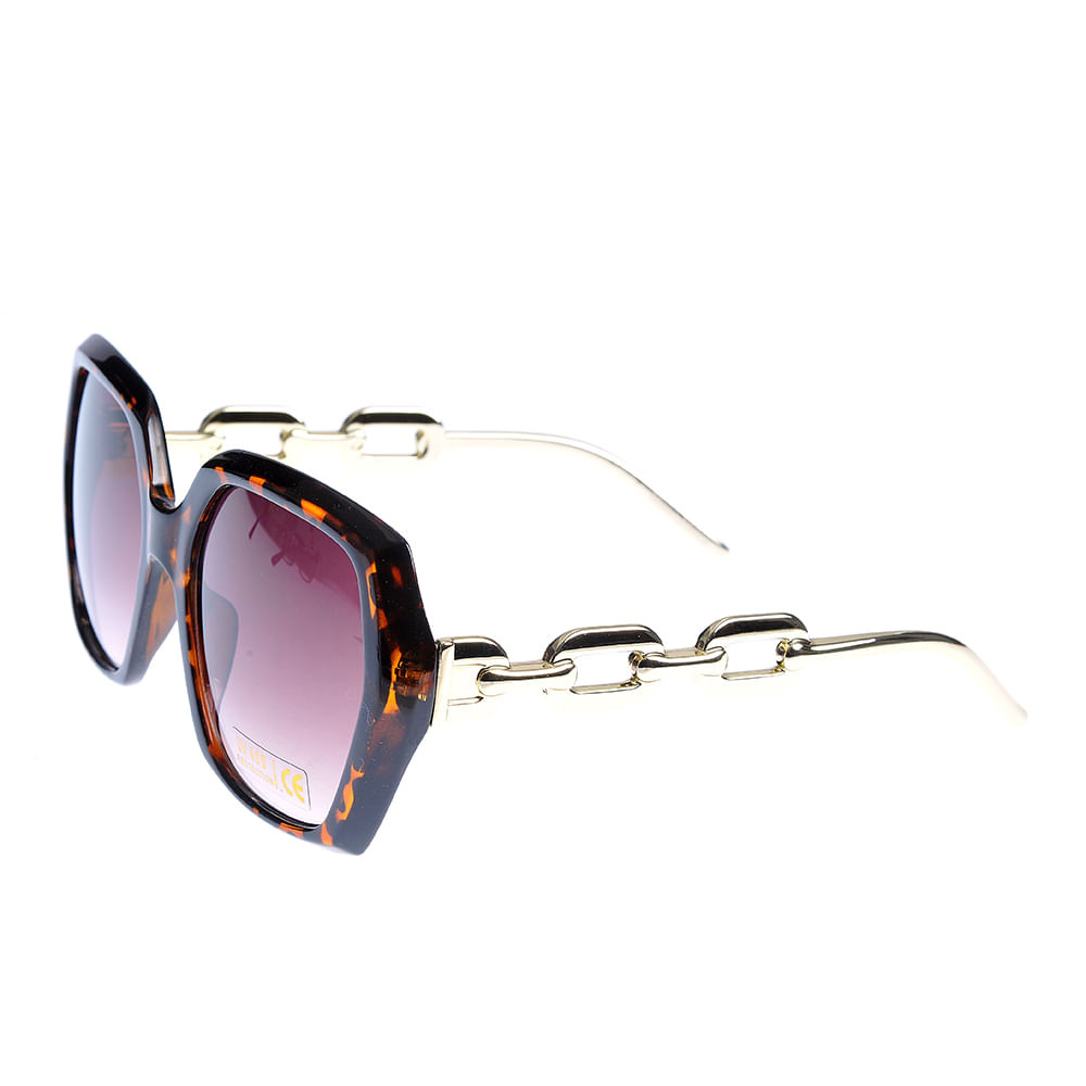 Ochelari de soare maro cu rama animal print - 1 | YEO