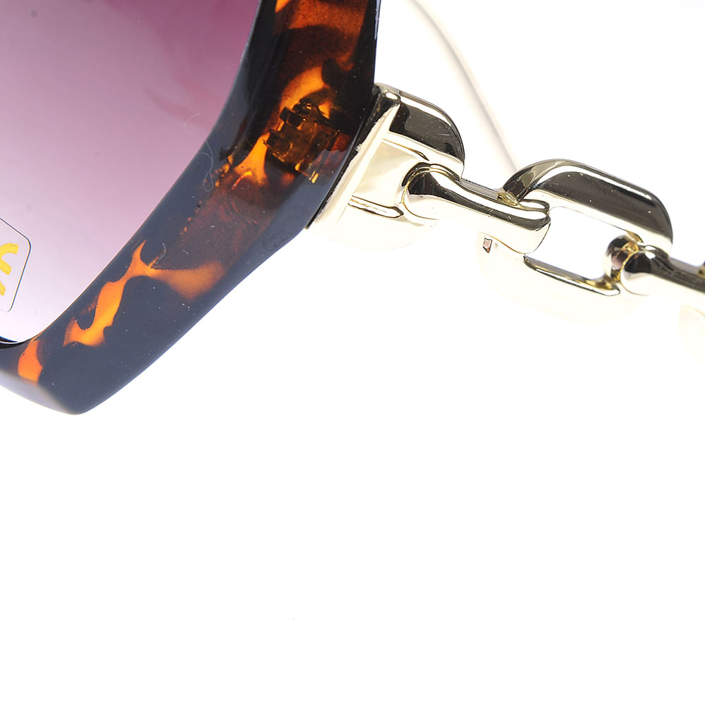 Ochelari de soare maro cu rama animal print - 2 | YEO